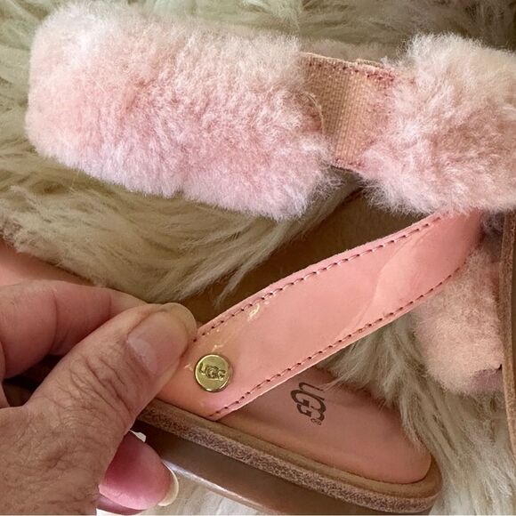 UGG Pink Fluffy Women's Sandals NWOT - Picture 10 of 11